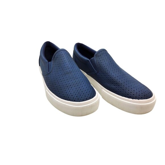 jenn ardor womens blue perforated fabric breathable loafers - Picture 3 of 8